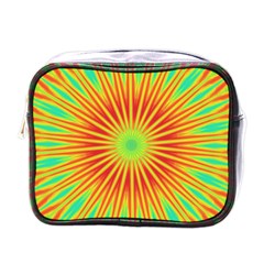 Kaleidoscope Background Mandala Red,green Sun Mini Toiletries Bag (one Side) by Mariart