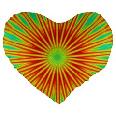 Kaleidoscope Background Mandala Red,green Sun Large 19  Premium Heart Shape Cushions by Mariart