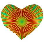 Kaleidoscope Background Mandala Red,green Sun Large 19  Premium Heart Shape Cushions Back