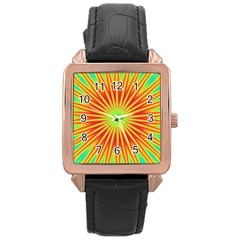 Kaleidoscope Background Mandala Red,green Sun Rose Gold Leather Watch  by Mariart