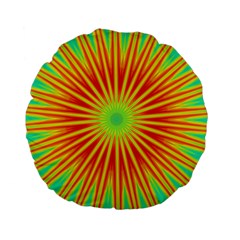 Kaleidoscope Background Mandala Red,green Sun Standard 15  Premium Flano Round Cushions by Mariart