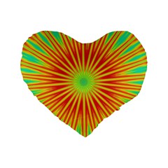 Kaleidoscope Background Mandala Red,green Sun Standard 16  Premium Flano Heart Shape Cushions by Mariart