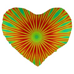 Kaleidoscope Background Mandala Red,green Sun Large 19  Premium Flano Heart Shape Cushions by Mariart