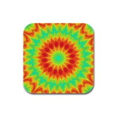 Kaleidoscope Background Red Yellow Rubber Square Coaster (4 Pack)  by Mariart