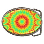 Kaleidoscope Background Red Yellow Belt Buckles Front