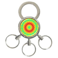 Kaleidoscope Background Red Yellow 3-ring Key Chains by Mariart