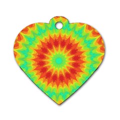 Kaleidoscope Background Red Yellow Dog Tag Heart (one Side) by Mariart