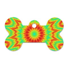 Kaleidoscope Background Red Yellow Dog Tag Bone (one Side) by Mariart