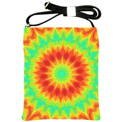 Kaleidoscope Background Red Yellow Shoulder Sling Bag by Mariart