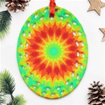 Kaleidoscope Background Red Yellow Ornament (Oval Filigree) Front