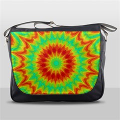 Kaleidoscope Background Red Yellow Messenger Bag by Mariart