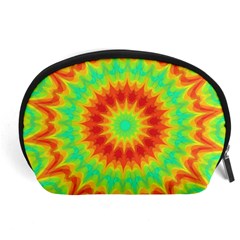 Kaleidoscope Background Red Yellow Accessory Pouch (large) by Mariart