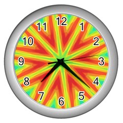 Kaleidoscope Background Star Wall Clock (silver) by Mariart