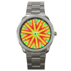 Kaleidoscope Background Star Sport Metal Watch by Mariart