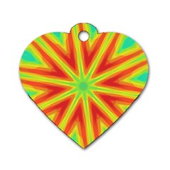 Kaleidoscope Background Star Dog Tag Heart (two Sides) by Mariart