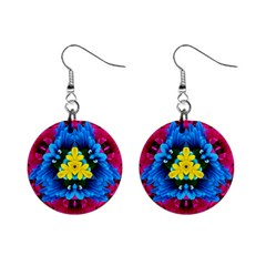 Flowers Kaleidoscope Mandala Mini Button Earrings