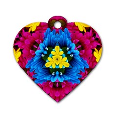 Flowers Kaleidoscope Mandala Dog Tag Heart (one Side) by Mariart