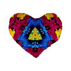 Flowers Kaleidoscope Mandala Standard 16  Premium Heart Shape Cushions by Mariart