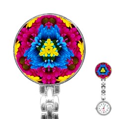 Flowers Kaleidoscope Mandala Stainless Steel Nurses Watch by Mariart