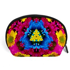 Flowers Kaleidoscope Mandala Accessory Pouch (large) by Mariart