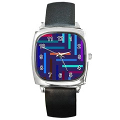 Line Background Abstract Square Metal Watch by Mariart