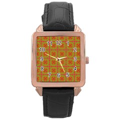 Western Pattern Backdrop Rose Gold Leather Watch  by Mariart