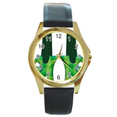 Saint Patrick S Day March Round Gold Metal Watch