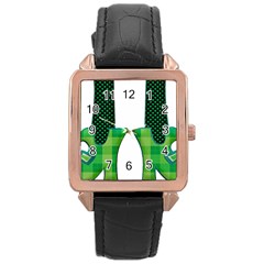 Saint Patrick S Day March Rose Gold Leather Watch  by Mariart