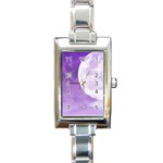 Purple Sky Star Moon Clouds Rectangle Italian Charm Watch Front