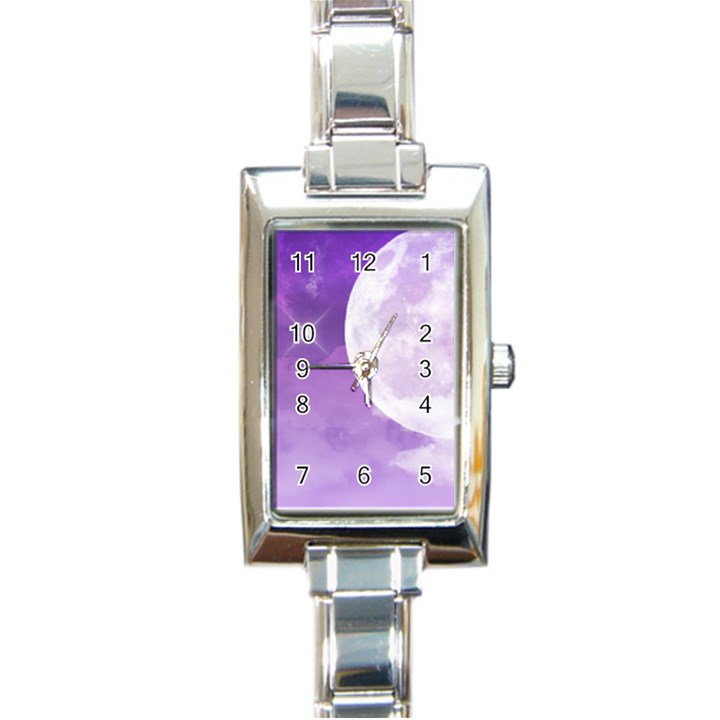 Purple Sky Star Moon Clouds Rectangle Italian Charm Watch