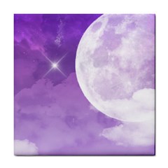 Purple Sky Star Moon Clouds Tile Coasters by Mariart