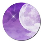 Purple Sky Star Moon Clouds Round Mousepads Front