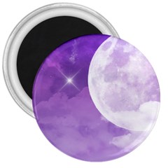 Purple Sky Star Moon Clouds 3  Magnets by Mariart