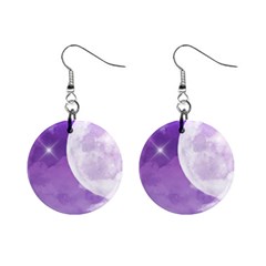 Purple Sky Star Moon Clouds Mini Button Earrings by Mariart