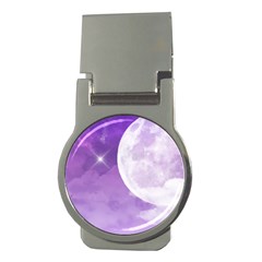 Purple Sky Star Moon Clouds Money Clips (round)  by Mariart