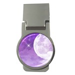 Purple Sky Star Moon Clouds Money Clips (Round)  Front