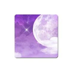 Purple Sky Star Moon Clouds Square Magnet by Mariart