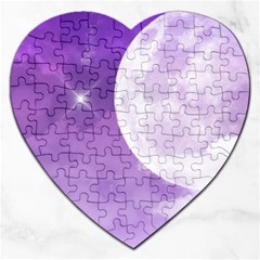 Purple Sky Star Moon Clouds Jigsaw Puzzle (heart) by Mariart