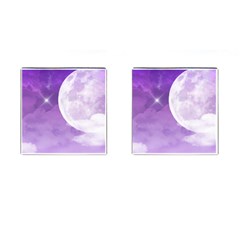 Purple Sky Star Moon Clouds Cufflinks (square) by Mariart