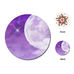 Purple Sky Star Moon Clouds Playing Cards (round) by Mariart