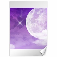 Purple Sky Star Moon Clouds Canvas 12  X 18  by Mariart