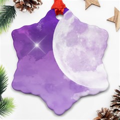 Purple Sky Star Moon Clouds Snowflake Ornament (two Sides) by Mariart