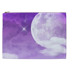 Purple Sky Star Moon Clouds Cosmetic Bag (xxl) by Mariart