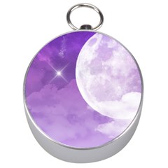 Purple Sky Star Moon Clouds Silver Compasses by Mariart