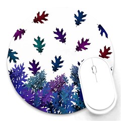 Blue Purple Leaves Round Mousepads by LoolyElzayat