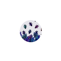 Blue Purple Leaves 1  Mini Magnets by LoolyElzayat