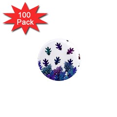 Blue Purple Leaves 1  Mini Magnets (100 Pack)  by LoolyElzayat