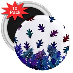 Blue Purple Leaves 3  Magnets (10 Pack)  by LoolyElzayat