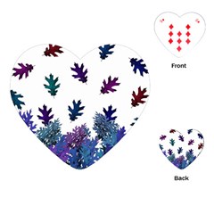 Blue Purple Leaves Playing Cards (heart) by LoolyElzayat