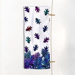 Blue Purple Leaves Hand Towel by LoolyElzayat